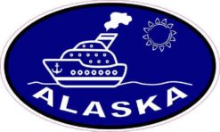 Blue Oval Cruise Ship Alaska Sticker