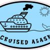 Blue Oval Whale Tail I Cruised Alaska Sticker