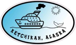 Blue Oval Whale Cruise Ship Ketchikan Alaska Sticker
