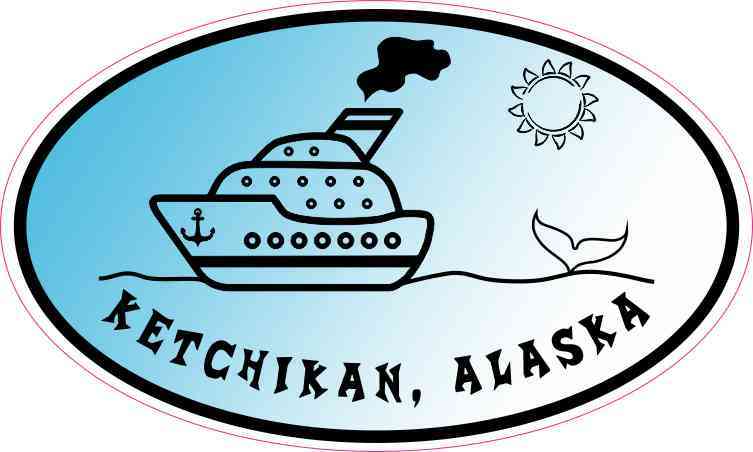 Blue Oval Whale Cruise Ship Ketchikan Alaska Sticker