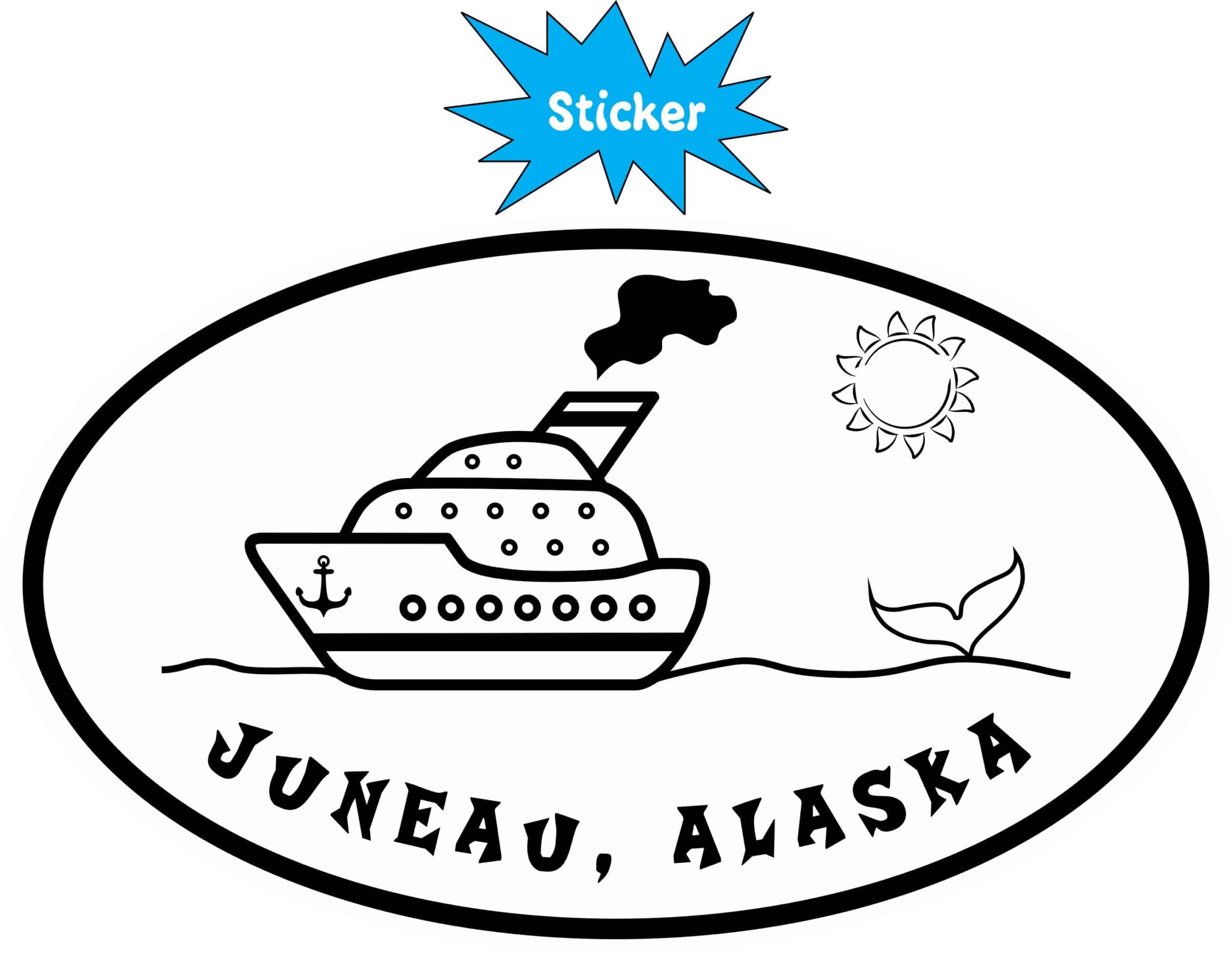 5in x 3in Oval Whale Cruise Ship Juneau Alaska Sticker Luggage S