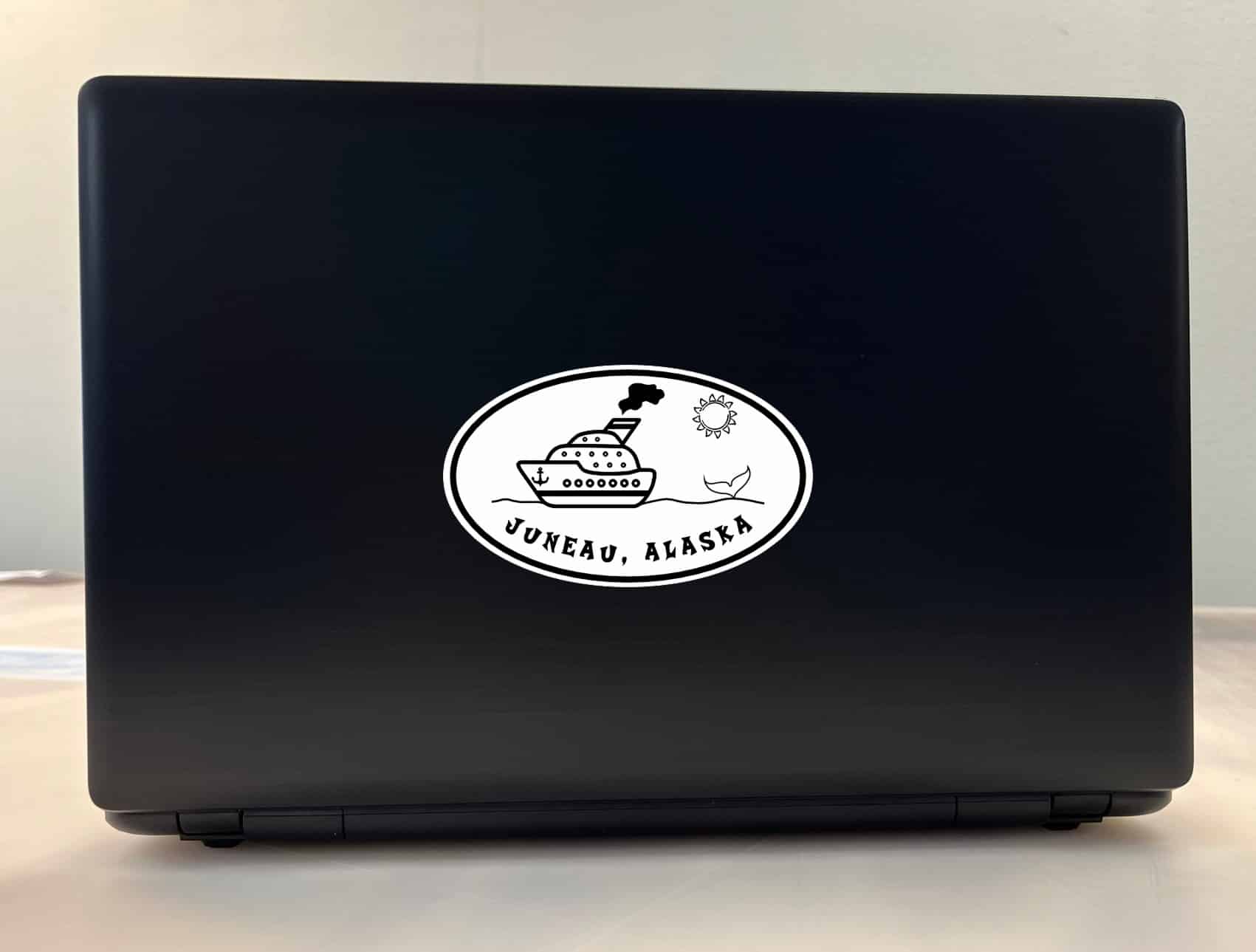 5in x 3in Oval Whale Cruise Ship Juneau Alaska Sticker Luggage S