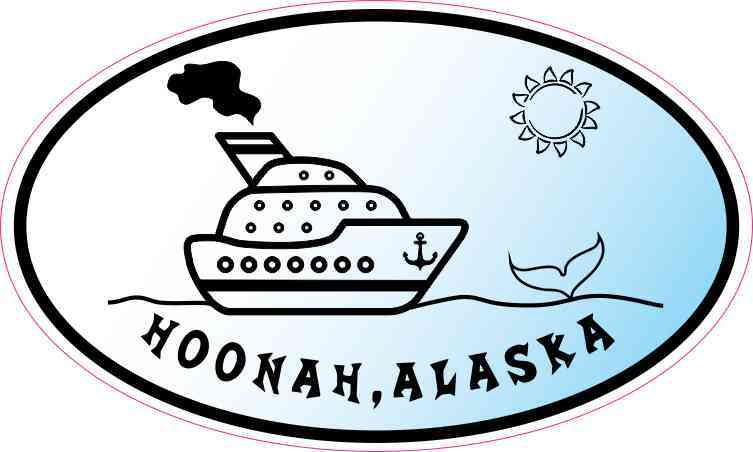 Blue Oval Cruise Ship Hoonah Alaska Sticker