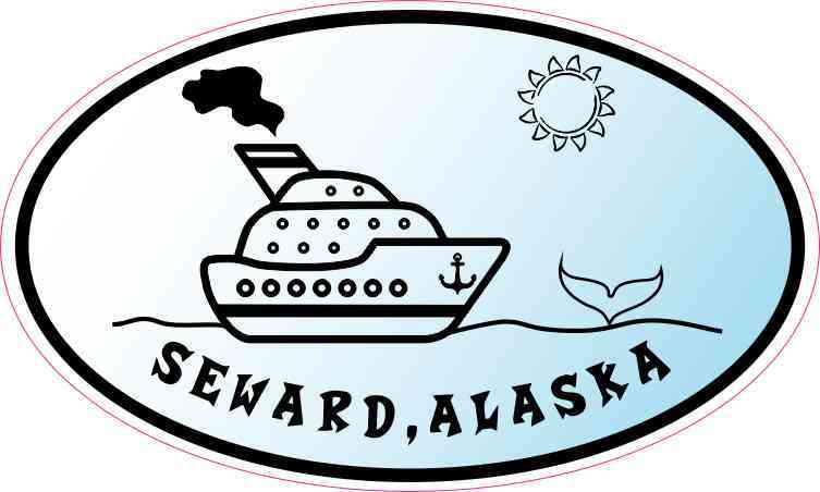 Blue Oval Cruise Ship Seward Alaska Sticker