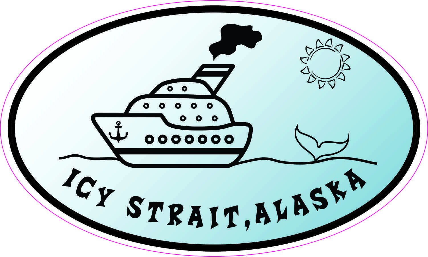 Blue Oval Cruise Ship Icy Strait Alaska Sticker