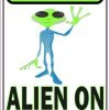 Greeting Alien on Board Sticker