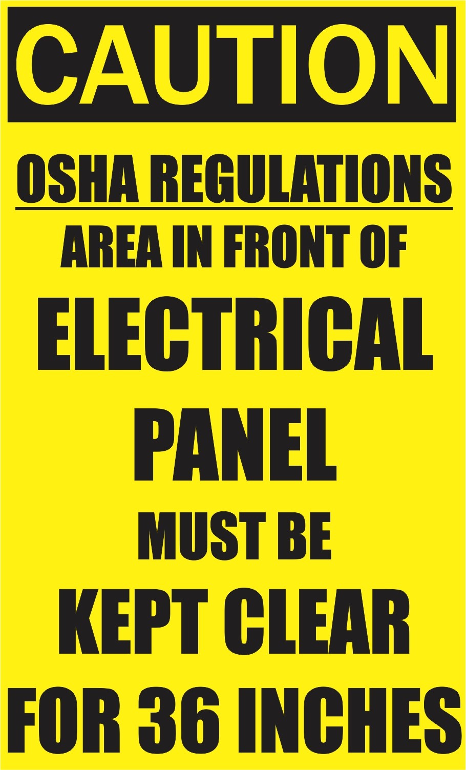 Area in Front of Electrical Panel Must be Kept Clear Magnet