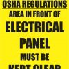 Area in Front of Electrical Panel Must be Kept Clear Sticker