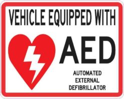 Vehicle Equipped with AED Sticker