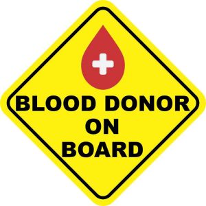 Blood Donor On Board Sticker
