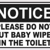 Notice Please Do Not Put Baby Wipes in the Toilet Sticker