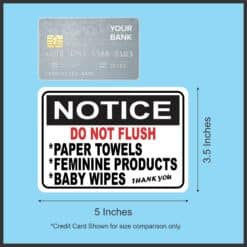 5in x 3.5in Notice Do Not Flush Sticker Vinyl Business Restroom Sign Decal