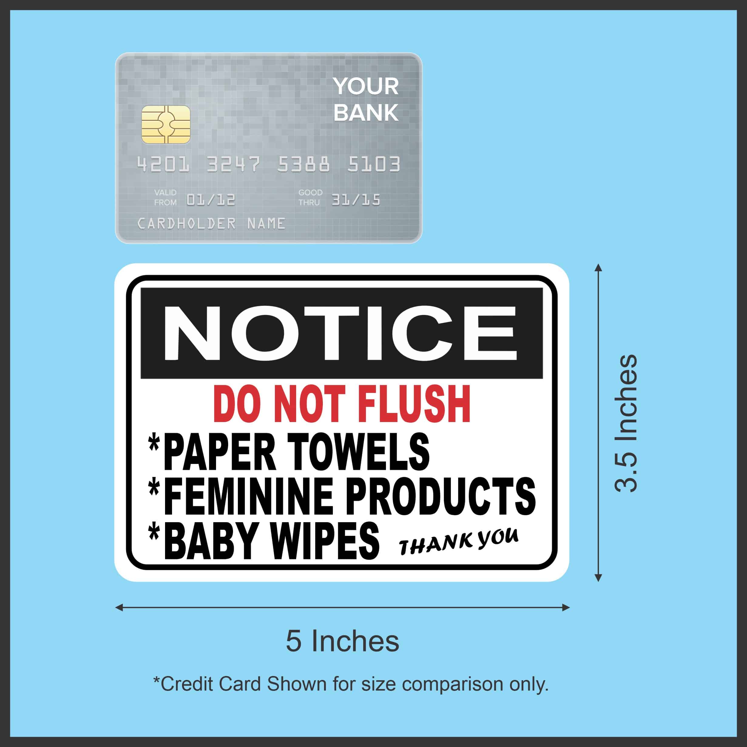 5in x 3.5in Notice Do Not Flush Sticker Vinyl Business Restroom Sign Decal