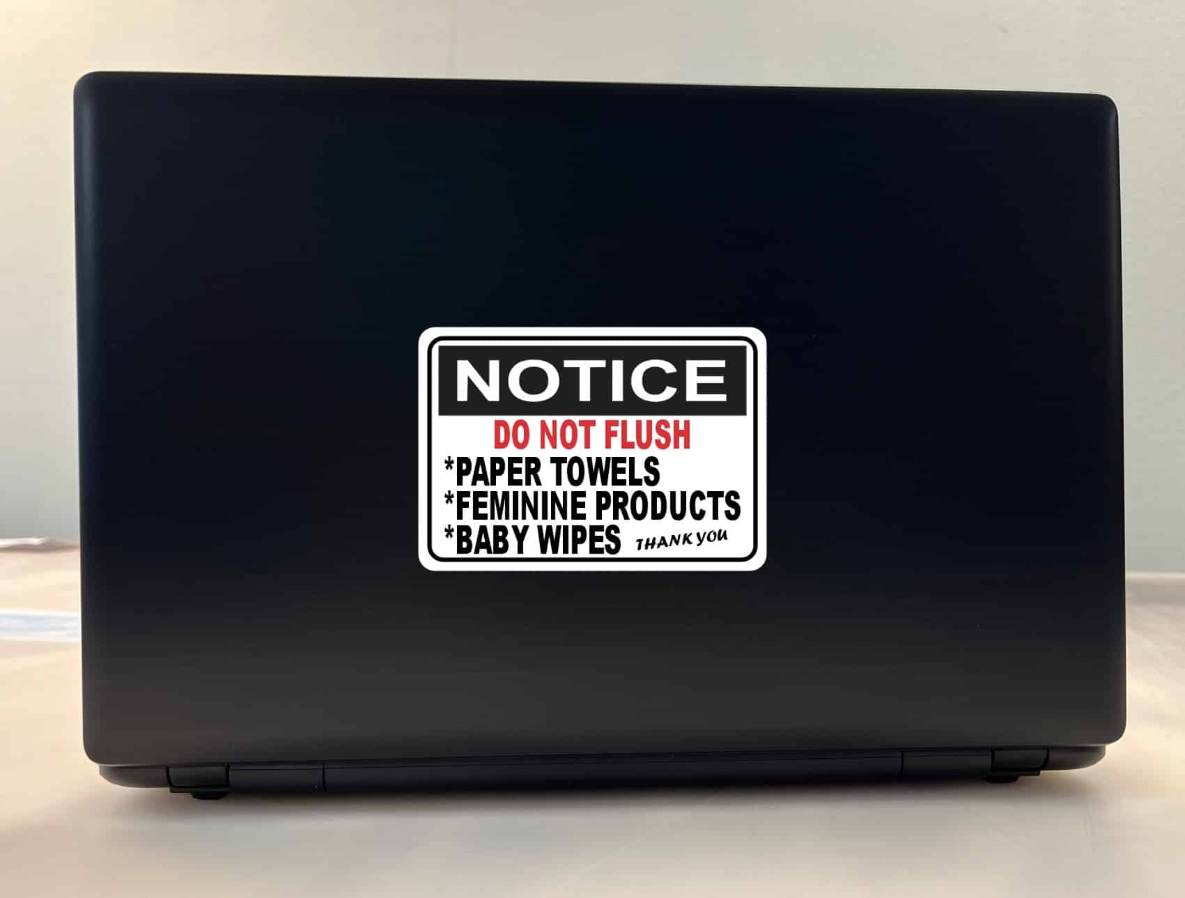 5in x 3.5in Notice Do Not Flush Sticker Vinyl Business Restroom Sign Decal