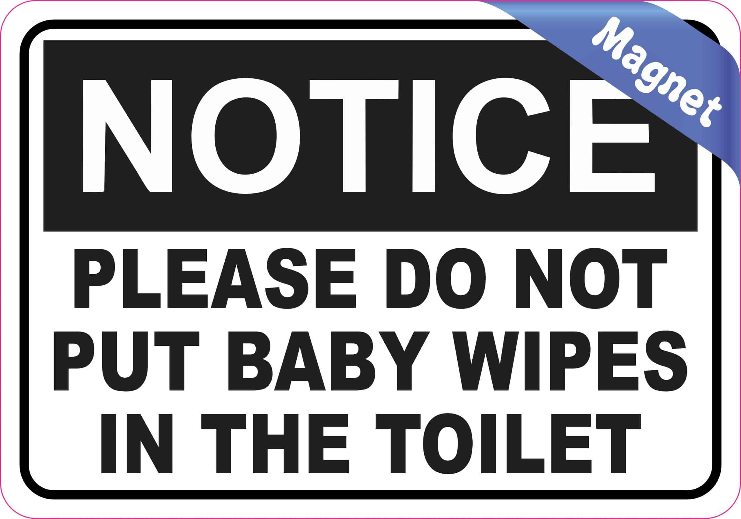 5in x 3.5in Notice Please Do Not Put Baby Wipes in the Toilet Magnet - Image 2