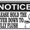 Picture Notice Please Hold the Lever Down to Fully Flush Sticker