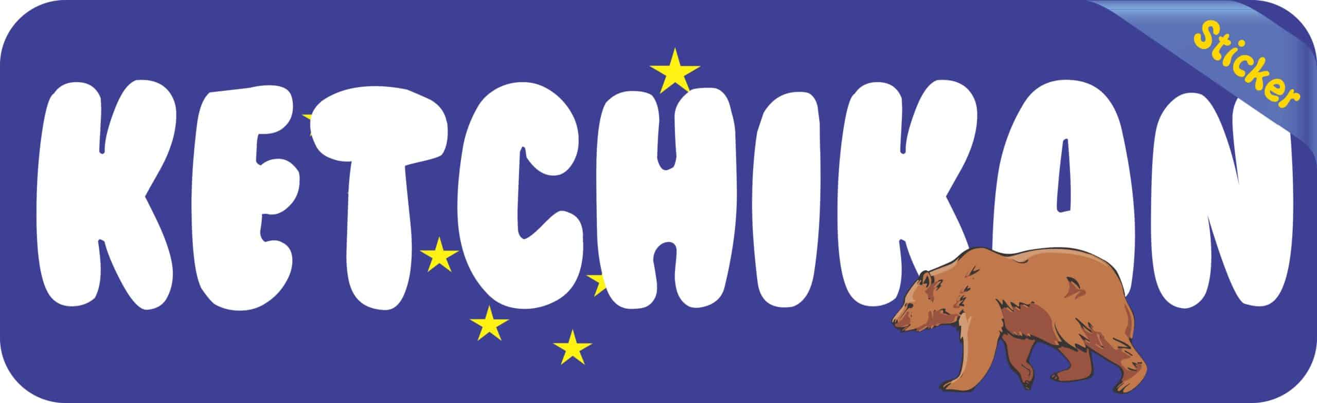 10in x 3in Ketchikan Bumper Sticker Vinyl Alaska Flag Decal Vehi