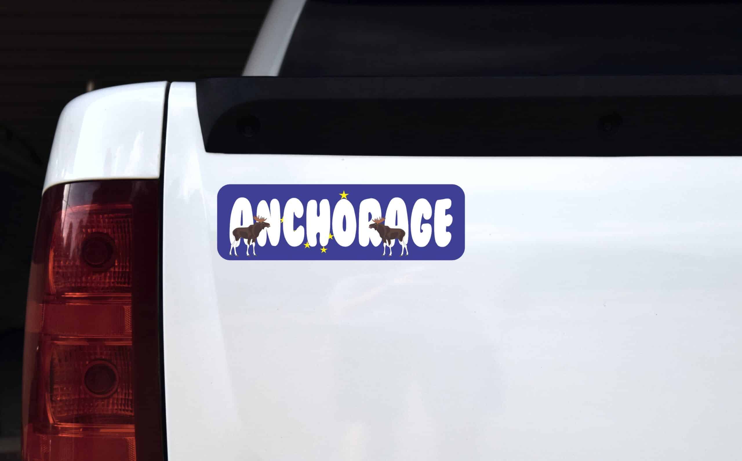 10in x 3in Anchorage Bumper Sticker Vinyl Alaska Flag Decal Car Stickers