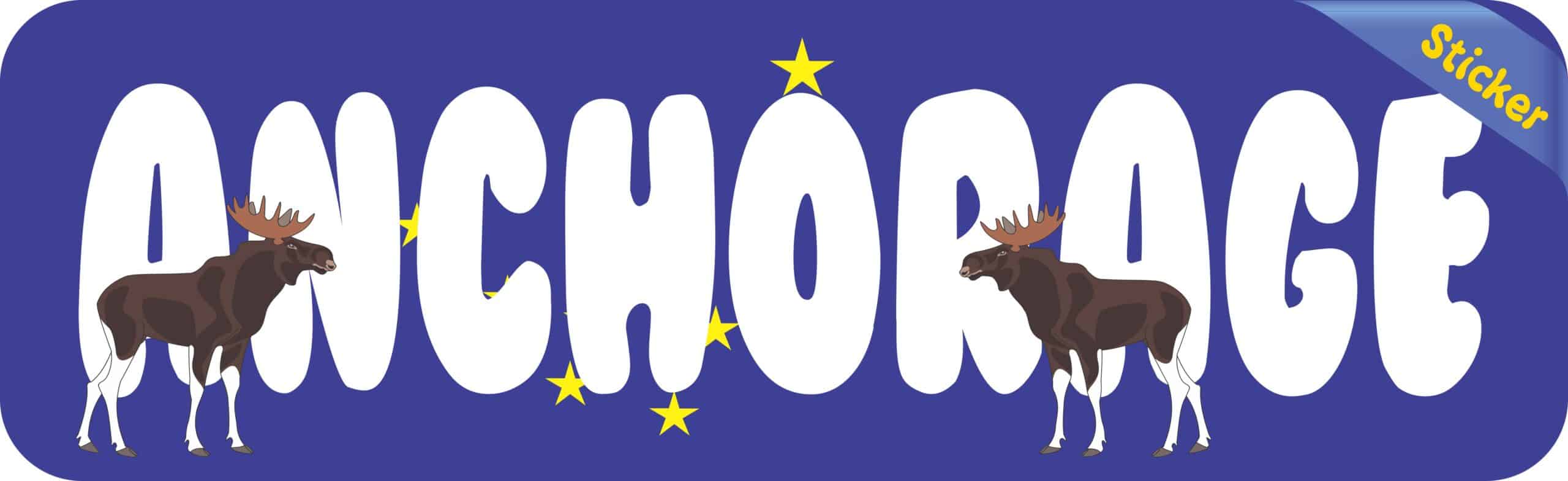 10in x 3in Anchorage Bumper Sticker Vinyl Alaska Flag Decal Car Stickers