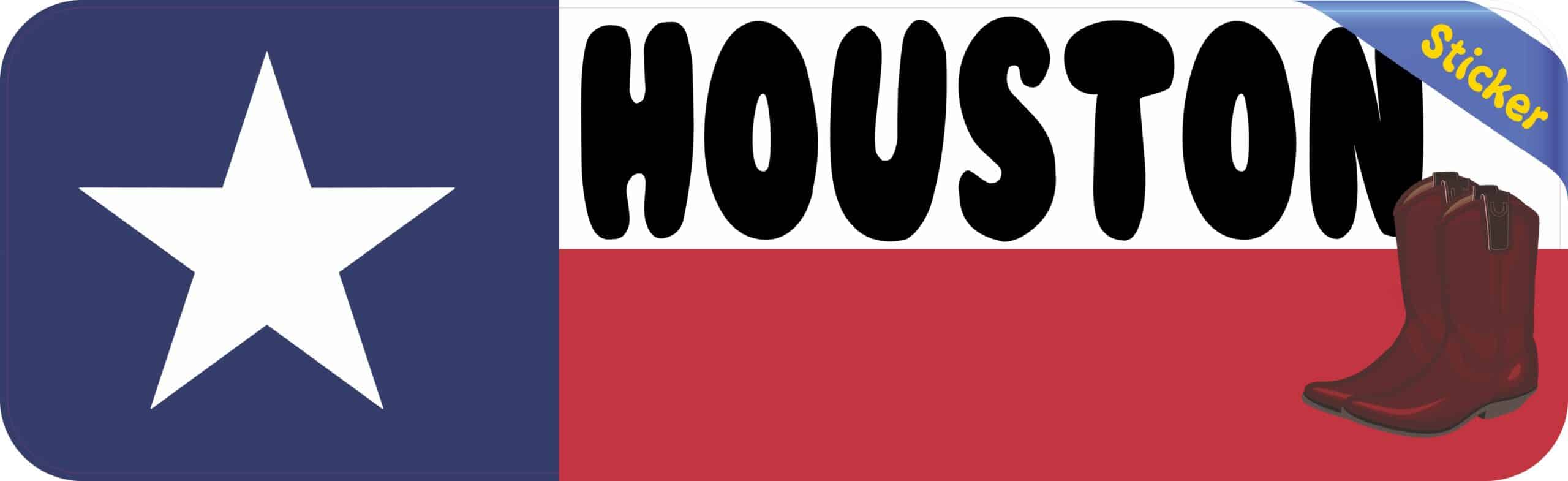 10in x 3in Houston Texas Bumper Sticker Vinyl Texan Flag Decal Stickers
