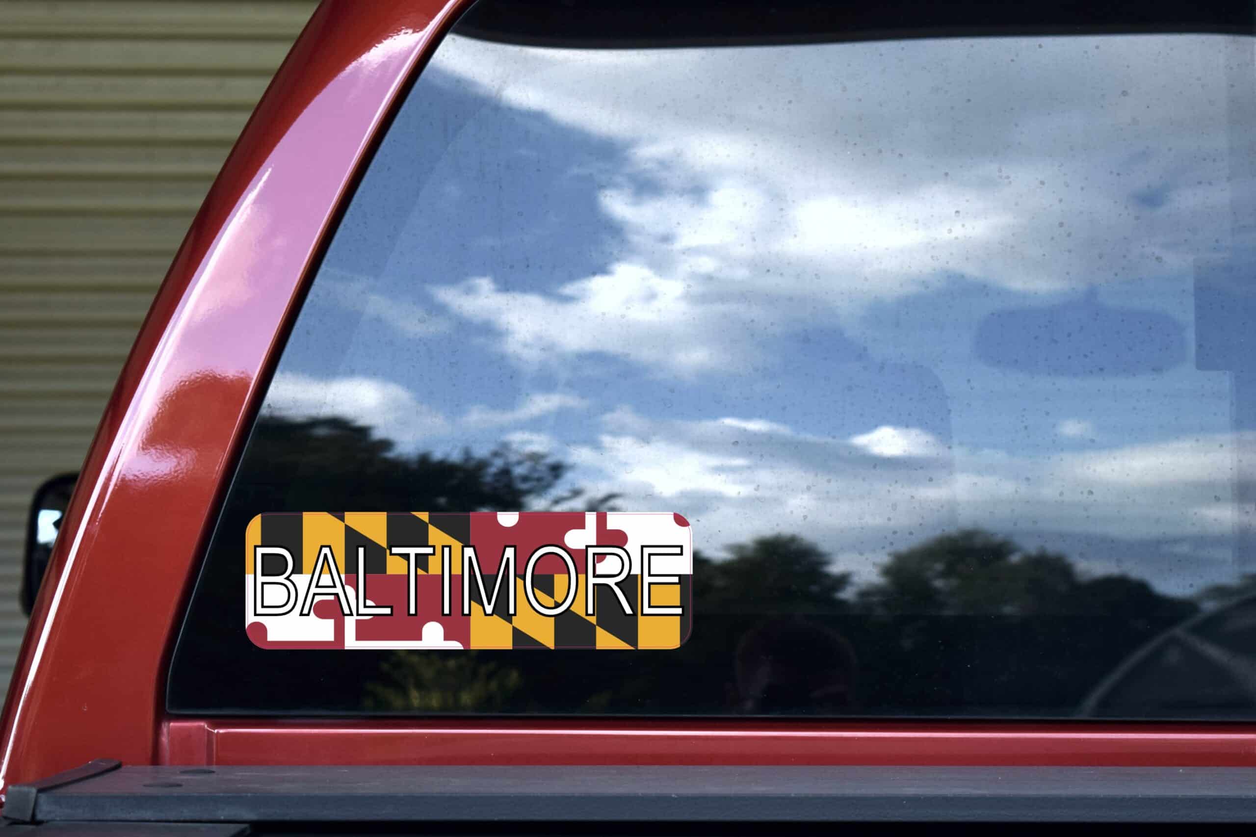 10in x 3in Baltimore Bumper Sticker Vinyl Maryland Flag Decal Stickers