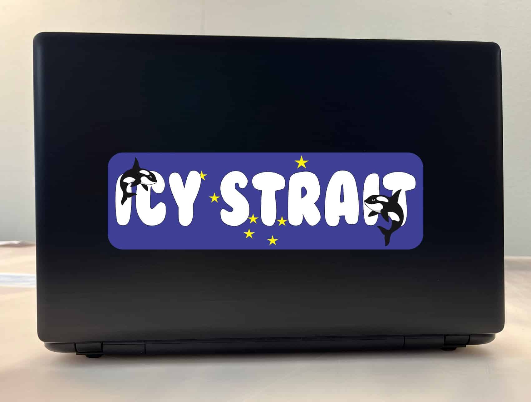 10in x 3in Icy Strait Bumper Sticker Alaska Flag Decal Vehicle Stickers