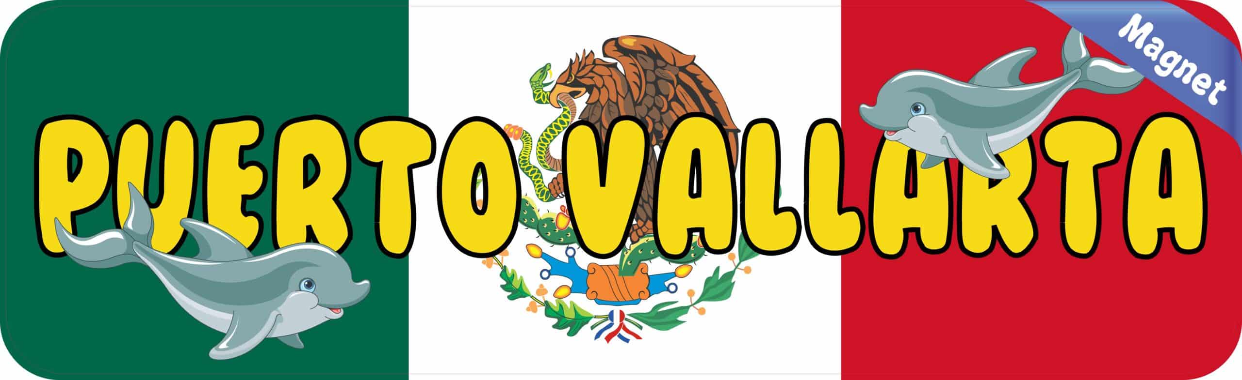 10in x 3in Puerto Vallarta Magnet Vinyl Mexican Flag Mexico Bumper Magnets