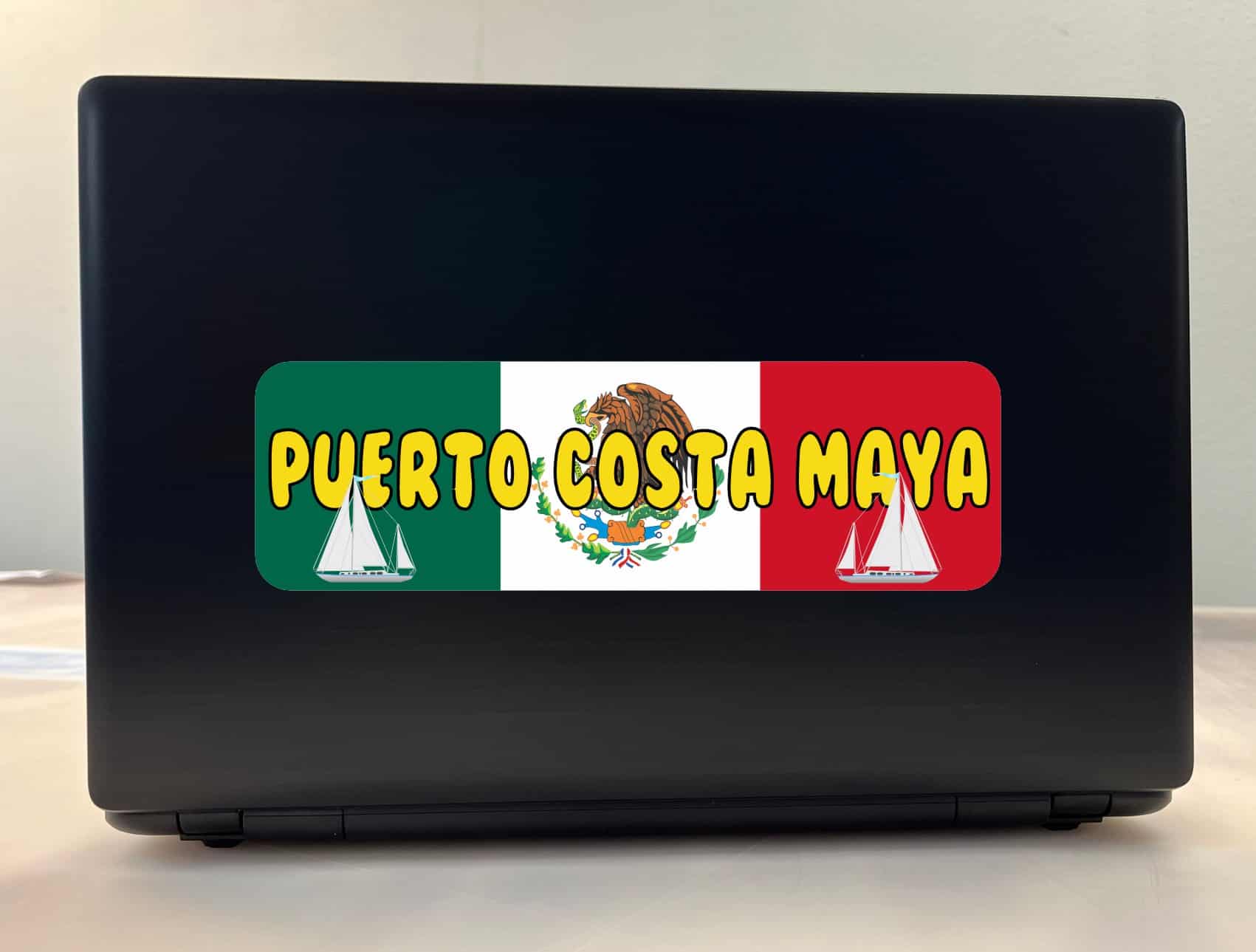 10in x 3in Puerto Costa Maya Bumper Sticker Vinyl Mexican Flag Stickers