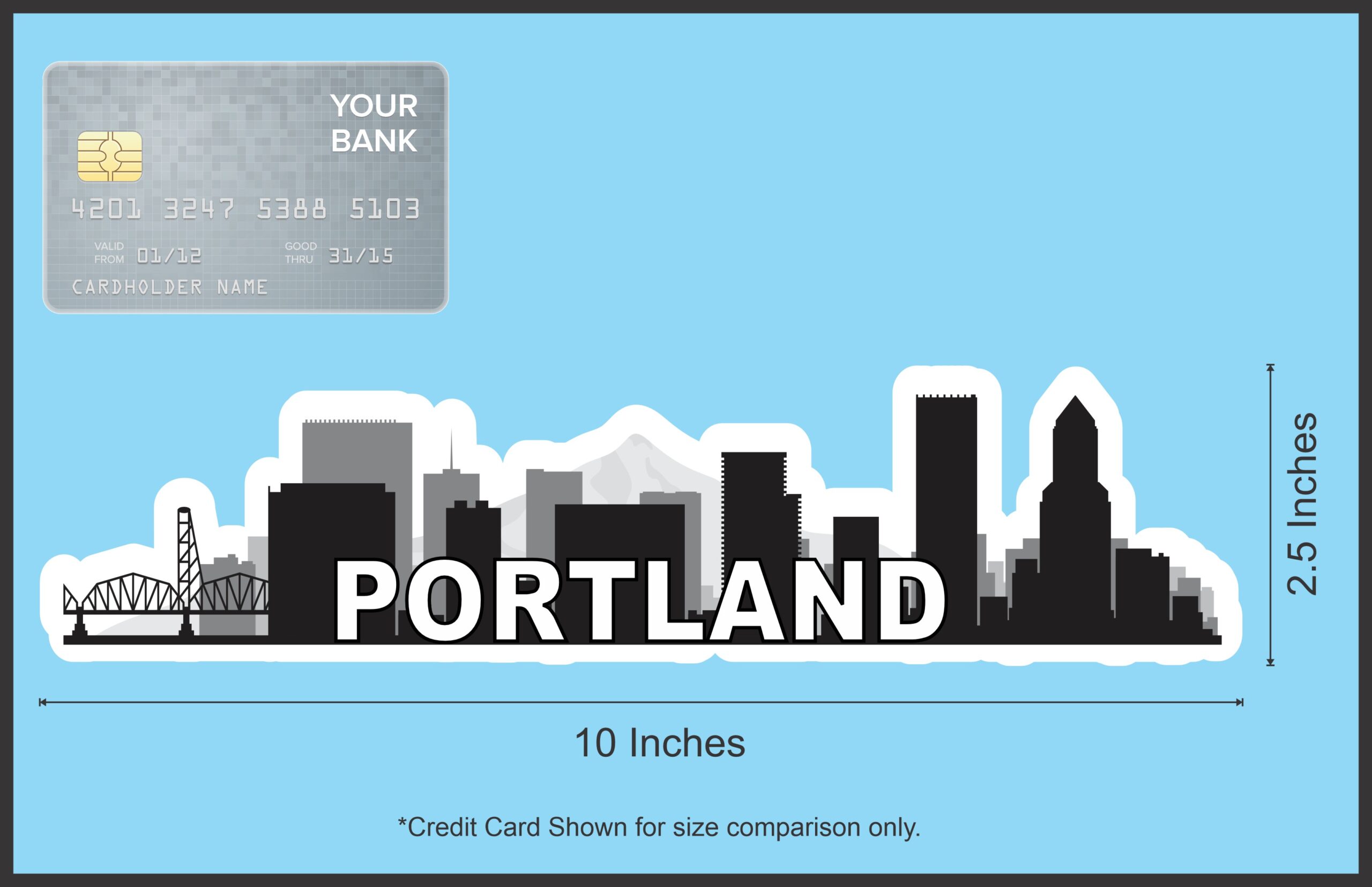 10in x 2.5in Portland Skyline Sticker Travel Window Decal Bumper Stickers