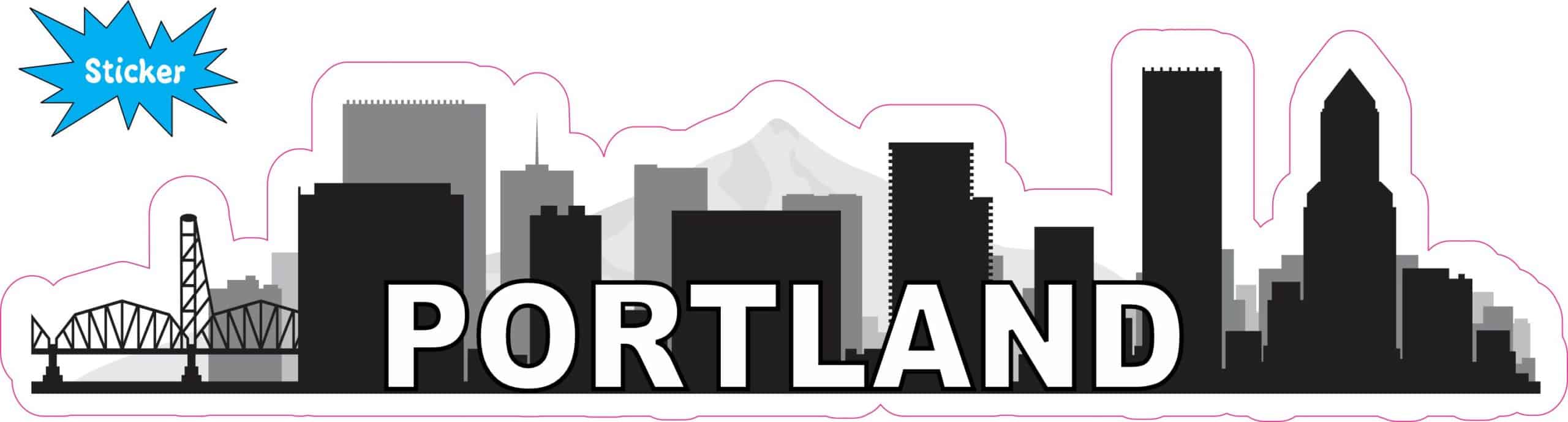 10in x 2.5in Portland Skyline Sticker Travel Window Decal Bumper Stickers