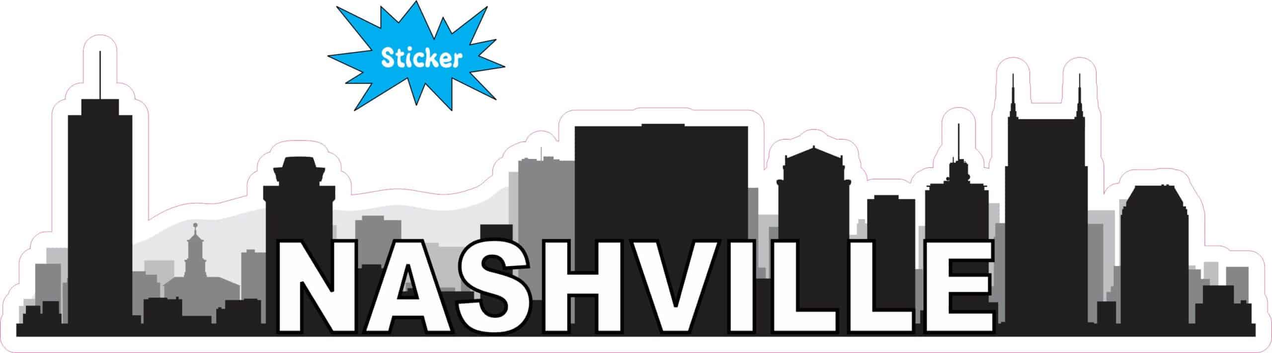 10in x 2.5in Nashville Skyline Sticker Vinyl Travel Decal Vehicle Stickers