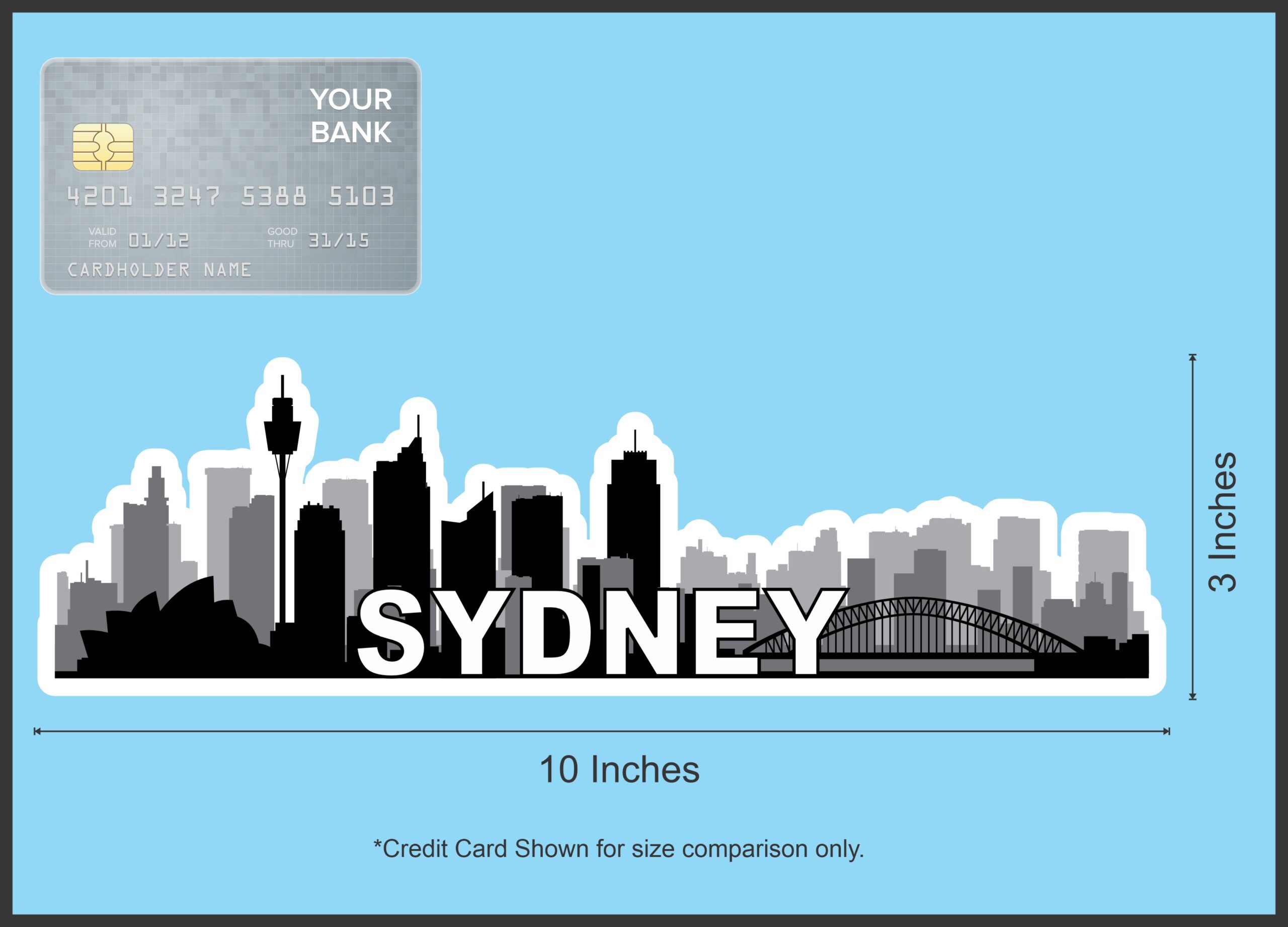 10inx3in Sydney Skyline Sticker Vinyl Travel Window Decal Bumper Stickers