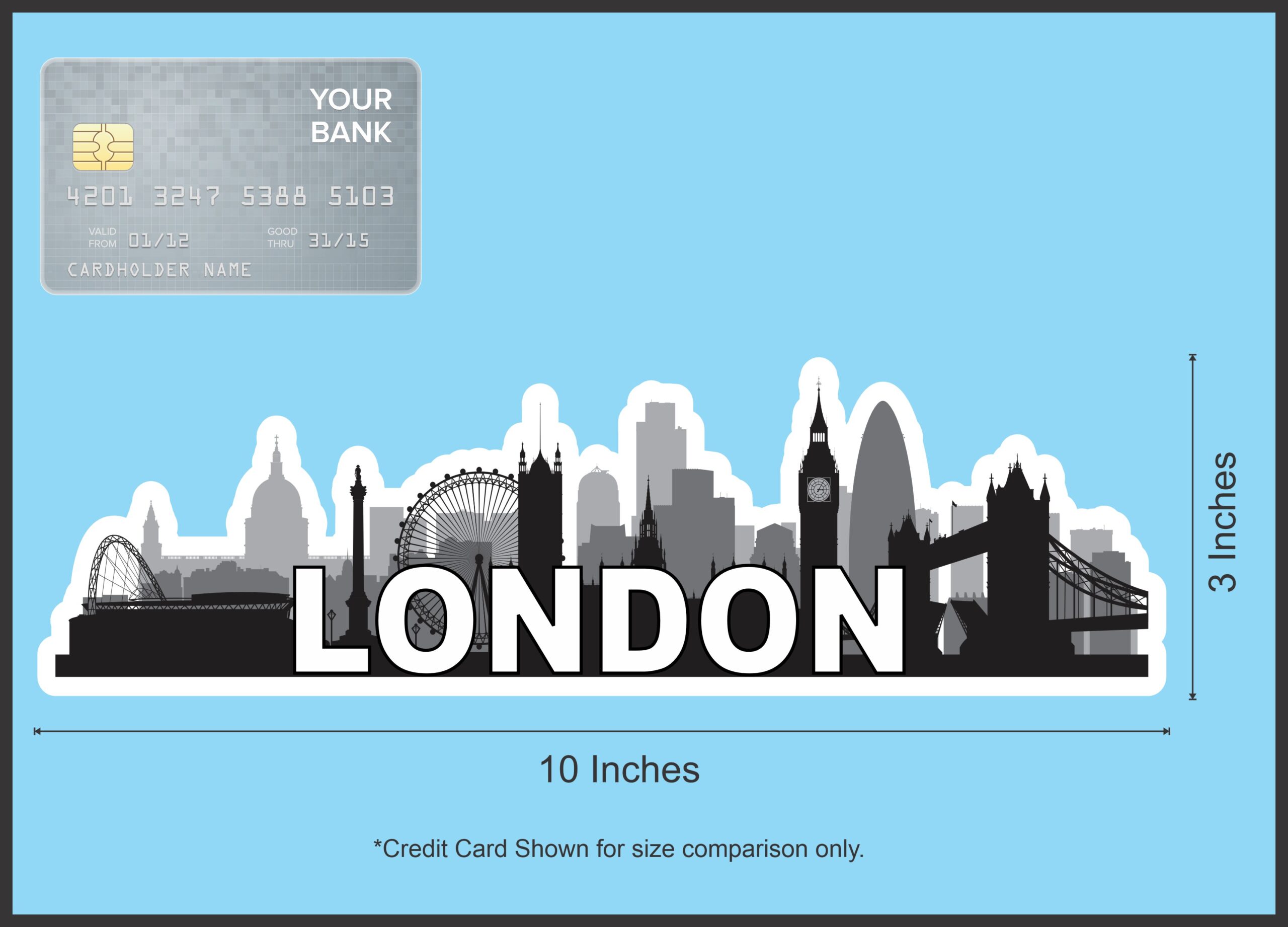 10in x 3in London Skyline Sticker Travel Car Window Decal Bumper