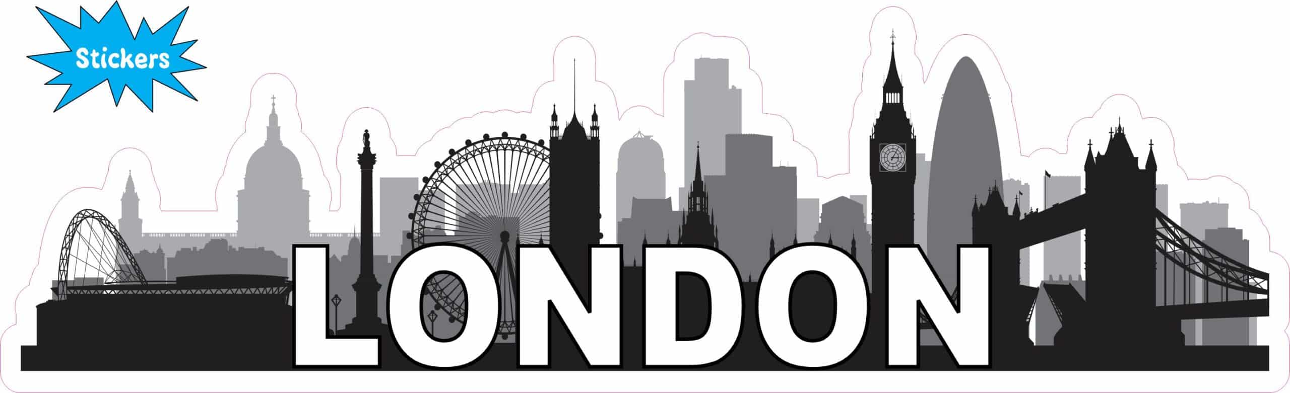 10in x 3in London Skyline Sticker Travel Car Window Decal Bumper