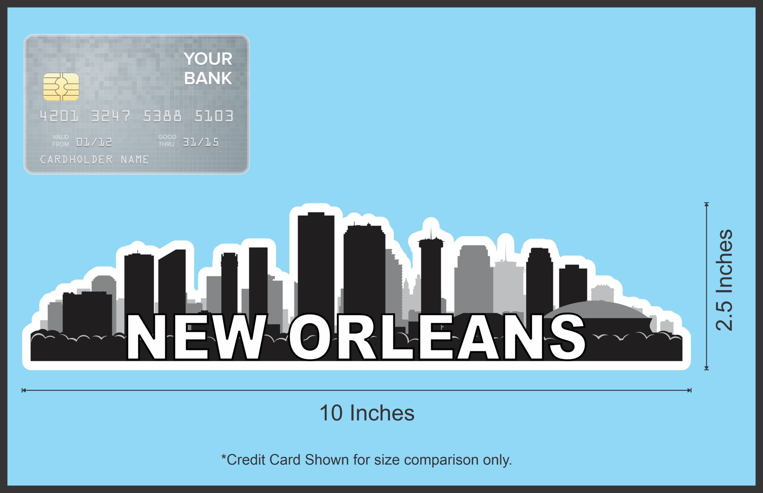10inx2.5in New Orleans Skyline Sticker Travel Window Decal Bumper Stickers