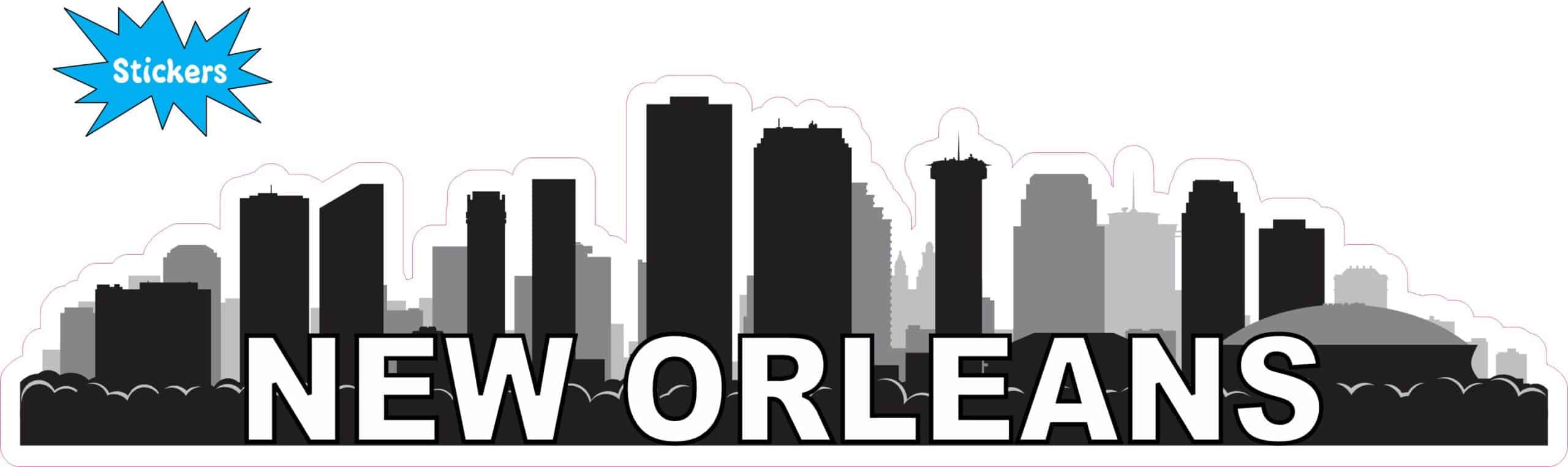 10inx2.5in New Orleans Skyline Sticker Travel Window Decal Bumper Stickers