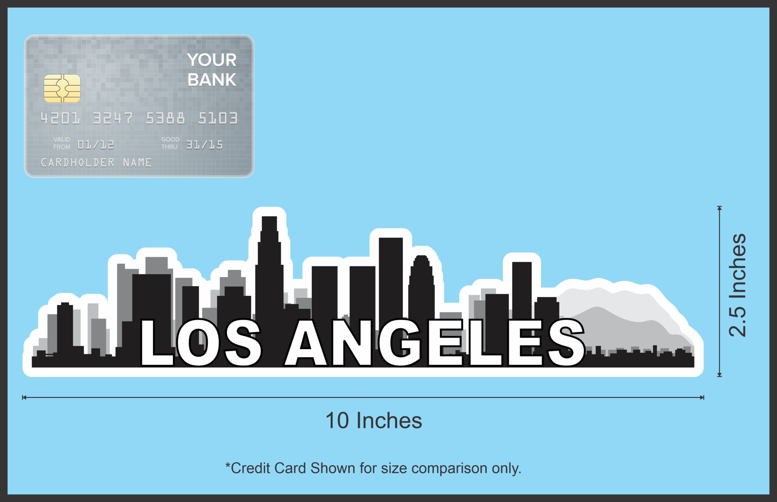 10inx2.5in Los Angeles Skyline Sticker Travel Window Decal Bumper Stickers