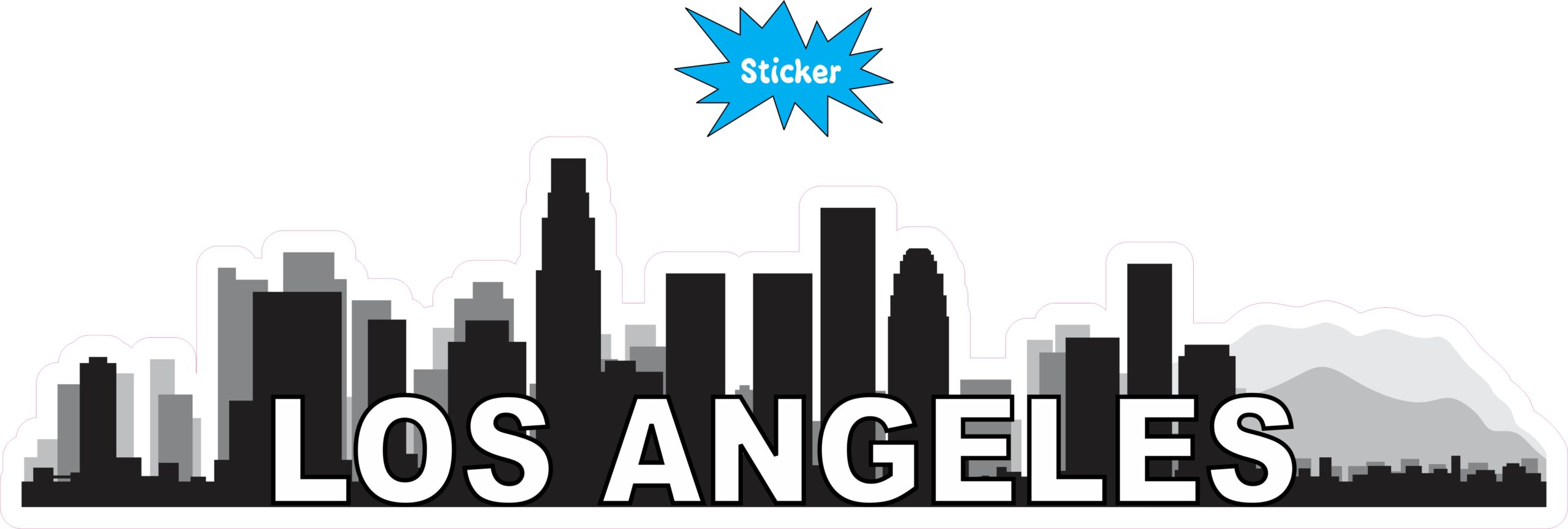 10inx2.5in Los Angeles Skyline Sticker Travel Window Decal Bumper Stickers