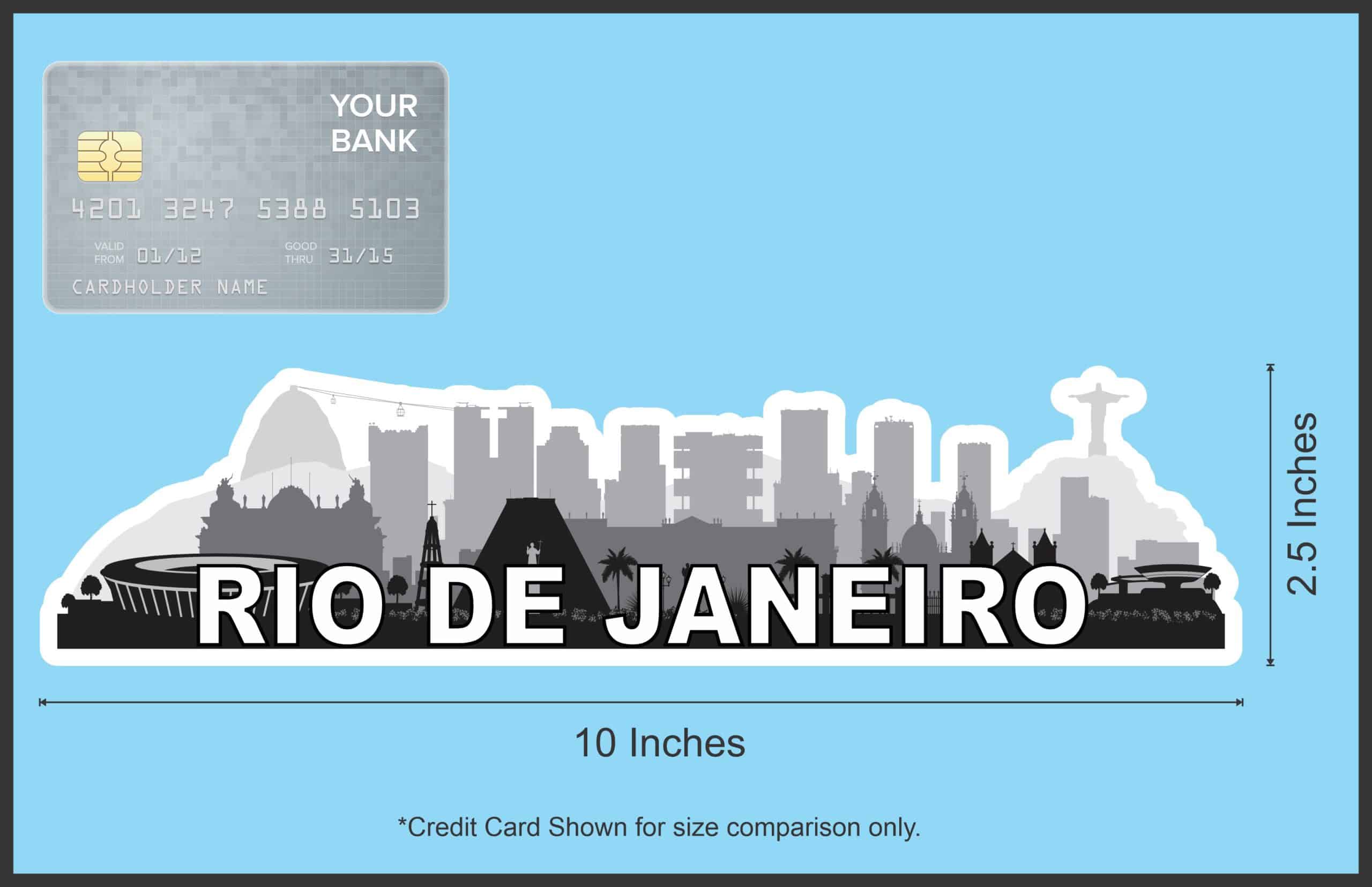 10in x 2.5in Rio de Janeiro Skyline Sticker Window Decal Bumper Stickers - Image 5