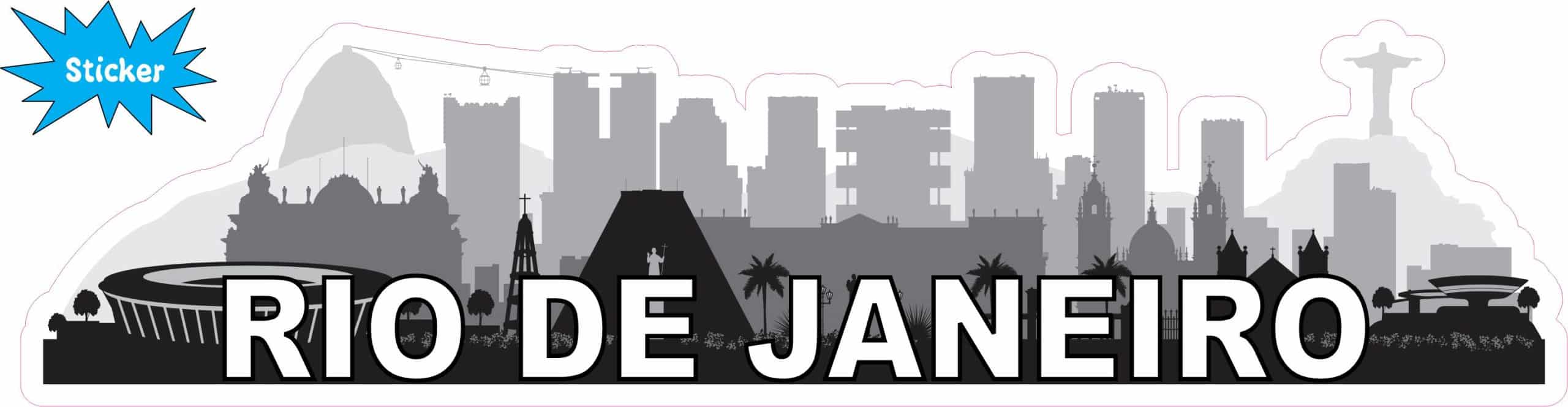 10in x 2.5in Rio de Janeiro Skyline Sticker Window Decal Bumper Stickers - Image 2