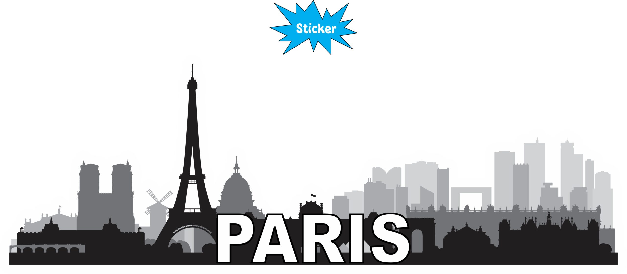 10in x 3.5in Paris Skyline Sticker Vinyl Car Window Decal Bumper Stickers