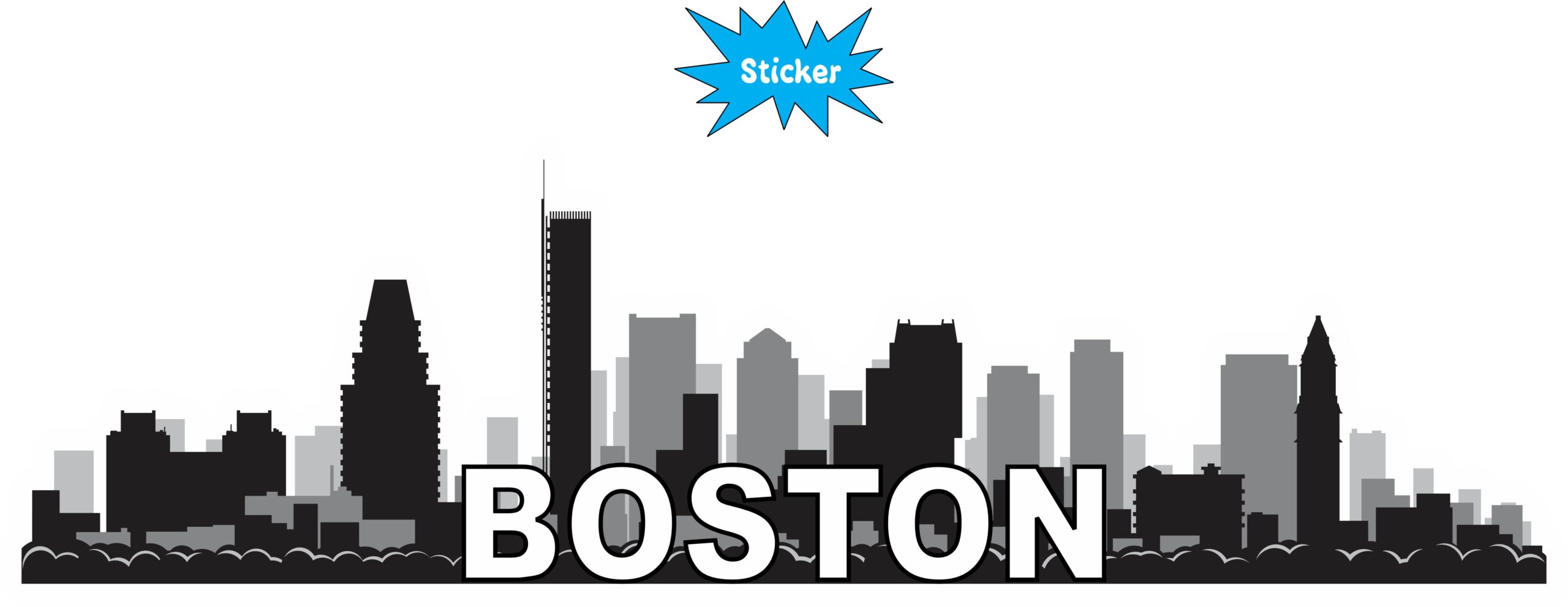 10inx3in Boston Skyline Sticker Vinyl Travel Window Decal Bumper