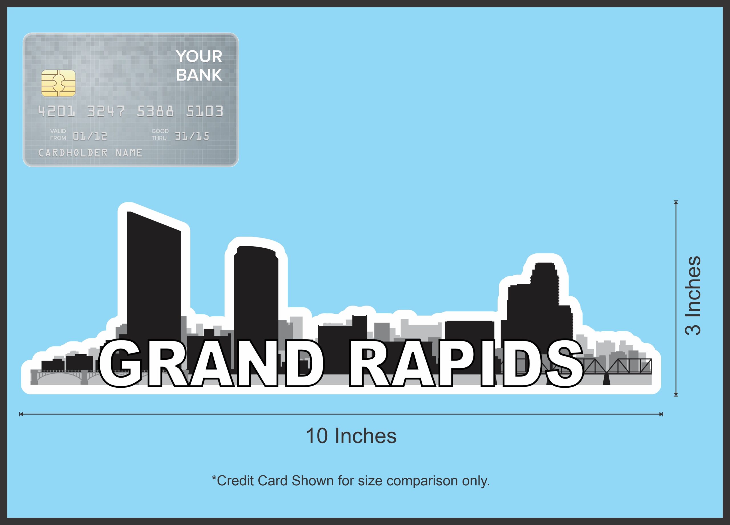 10in x 3in Grand Rapids Skyline Sticker Vinyl Window Decal Bumper Stickers