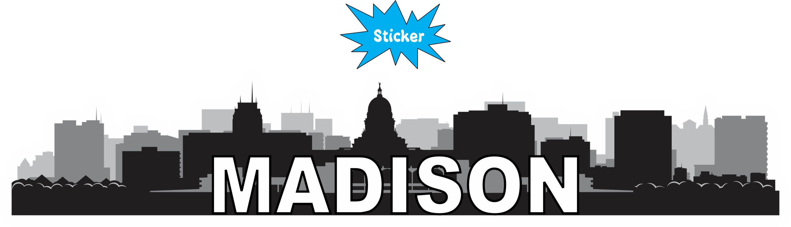 10in x 2in Madison Skyline Sticker Vinyl Car Window Decal Bumper Stickers