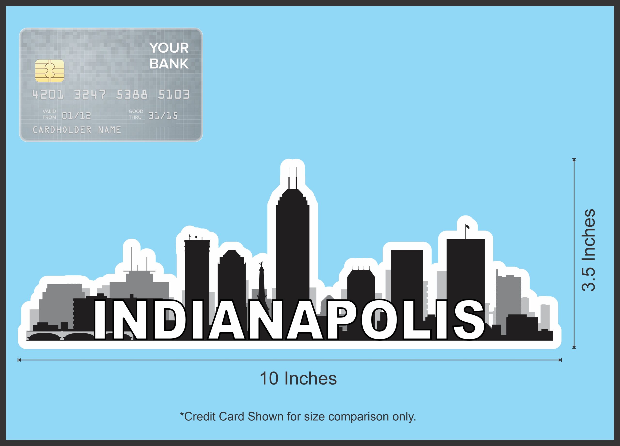 10in x 3.5in Indianapolis Skyline Sticker Vinyl Car Window Bumpe