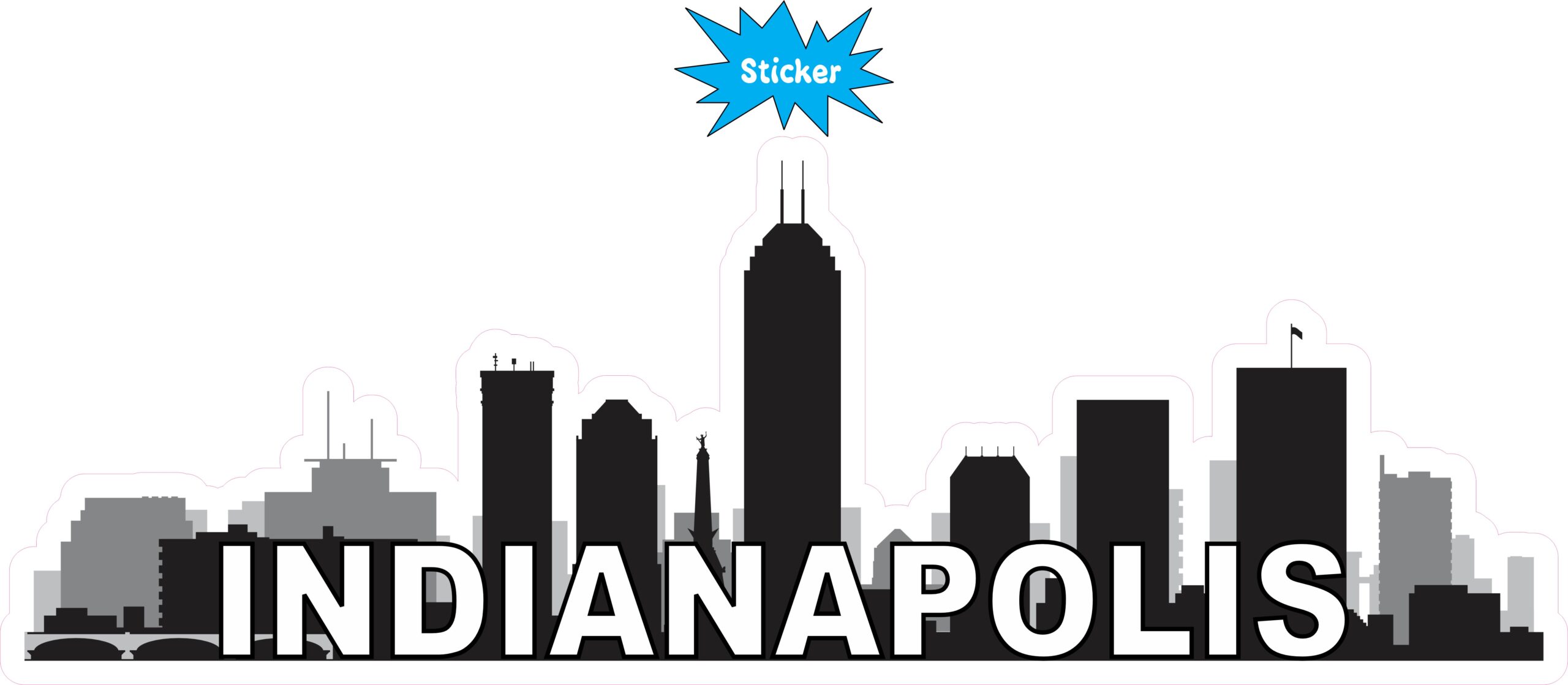 10in x 3.5in Indianapolis Skyline Sticker Vinyl Car Window Bumpe