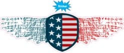 9in x 3in Winged American Flag Shield Sticker Vinyl Patriotic Ca