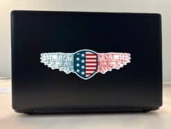 9in x 3in Winged American Flag Shield Sticker Vinyl Patriotic Ca