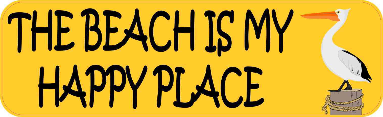 Pelican The Beach Is My Happy Place Bumper Sticker