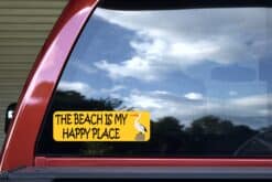 10in x 3in Pelican The Beach Is My Happy Place Bumper Sticker Vinyl Decal